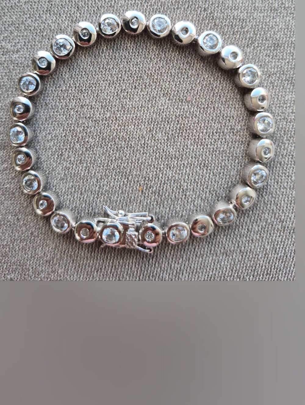 Silver Crystal Tennis Bracelet - Clear Stones